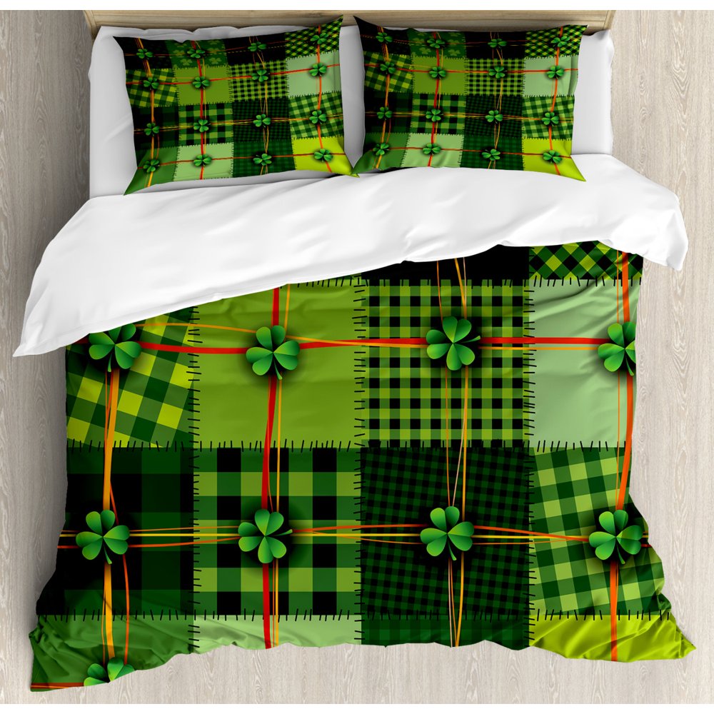 Irish Duvet Cover Set Queen Size, Patchwork Style St. Patrick's Day