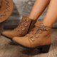 thumbnail image 4 of NECHOLOGY Botas Mujer Adulto Femenino Zapatos Botines de mujer Botas de tacón grueso con cremallera decorativa y hebilla de cinturón de cuero sólido Retro a la moda para mujer (Brown, 7), 4 of 6