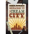 thumbnail image 2 of Milwaukee, Wisconsin, Skyline and Sunburst Screenprint Style (12x18 Wall Art Poster, Room Decor), 2 of 3