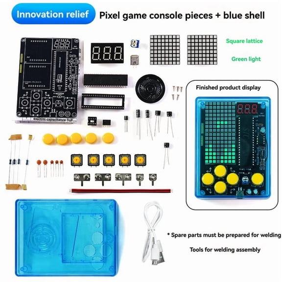 DIY Pixel Game Kit Mini Pixel Game Console with Voice Electronics DIY Soldering Project Practice Solder Learning Set B