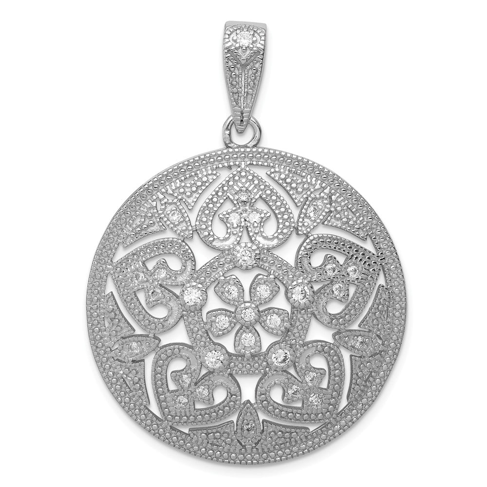 Beautiful Sterling silver 925 sterling Sterling Silver Round CZ Pendant
