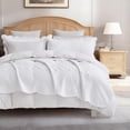 thumbnail image 5 of Blythease Oversized Velvet Quilt King 128x120 Extra Wide – Reversible Velvet Bedspread & Coverlet Set, 5 Piece Lightweight All Season Comforter Bedding, Geometric Diamond Quilted Design, Pure White, 5 of 7