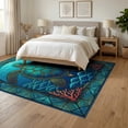 thumbnail image 3 of ODIKA Teal Stained Ocean Mosaic Entryway Beachy Cherry Nautical Turtle Refined Foldable Easy Care for Queen Size Bedroom, Under Bed, Master Suite, 3 of 7