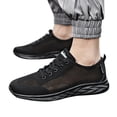 thumbnail image 5 of Sneakers for Men Breathable La𝖼e Up Sneakers with Hollow Out Knit Mesh Upper Fashion Lightweight Running Shoes Comfortable Cushion Trainers Shoes for Summer and Autumn, 5 of 9