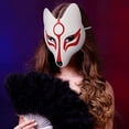 thumbnail image 4 of Máscara de zorro japonesa Kabuki Kitsune, máscaras de PU para hombres, mujeres y niños, disfraz de fiesta de Halloween y Navidad, 29 x 18 cm, 4 of 6