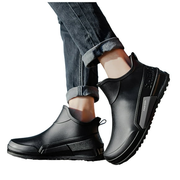 Pandaie Women's Ankle Rain Boots Ladies Waterproof Fashion Chelsea Booties Anti Slip Garden Shoes for Outdoor Work Fishing Camping Black 10