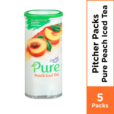 (12 Pack) Crystal Light Pure Peach Iced Tea Drink Mix, 2.28 oz Canister (5 Pitcher