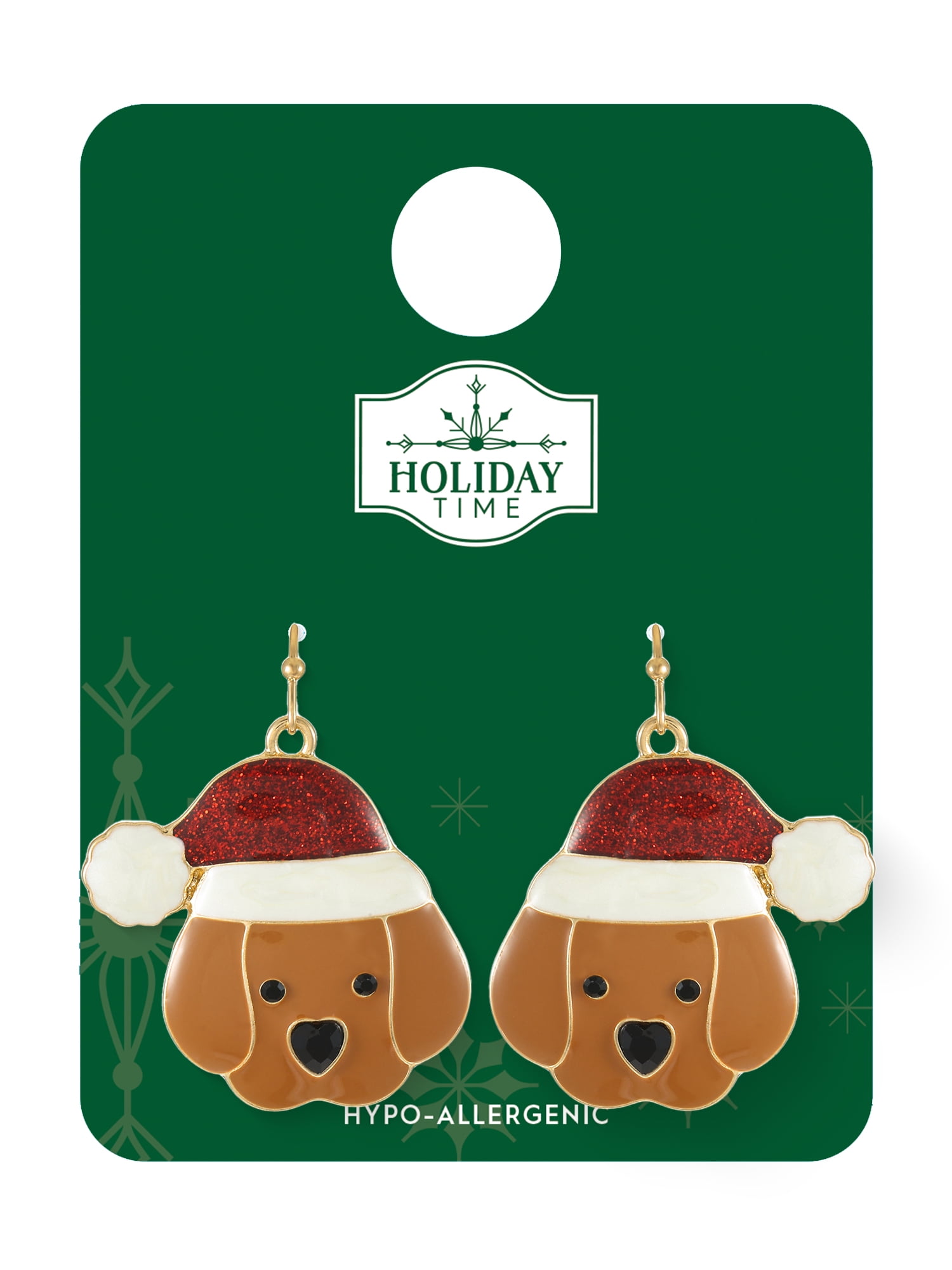 Holiday Time Puppy Christmas Earrings, 1 Pair