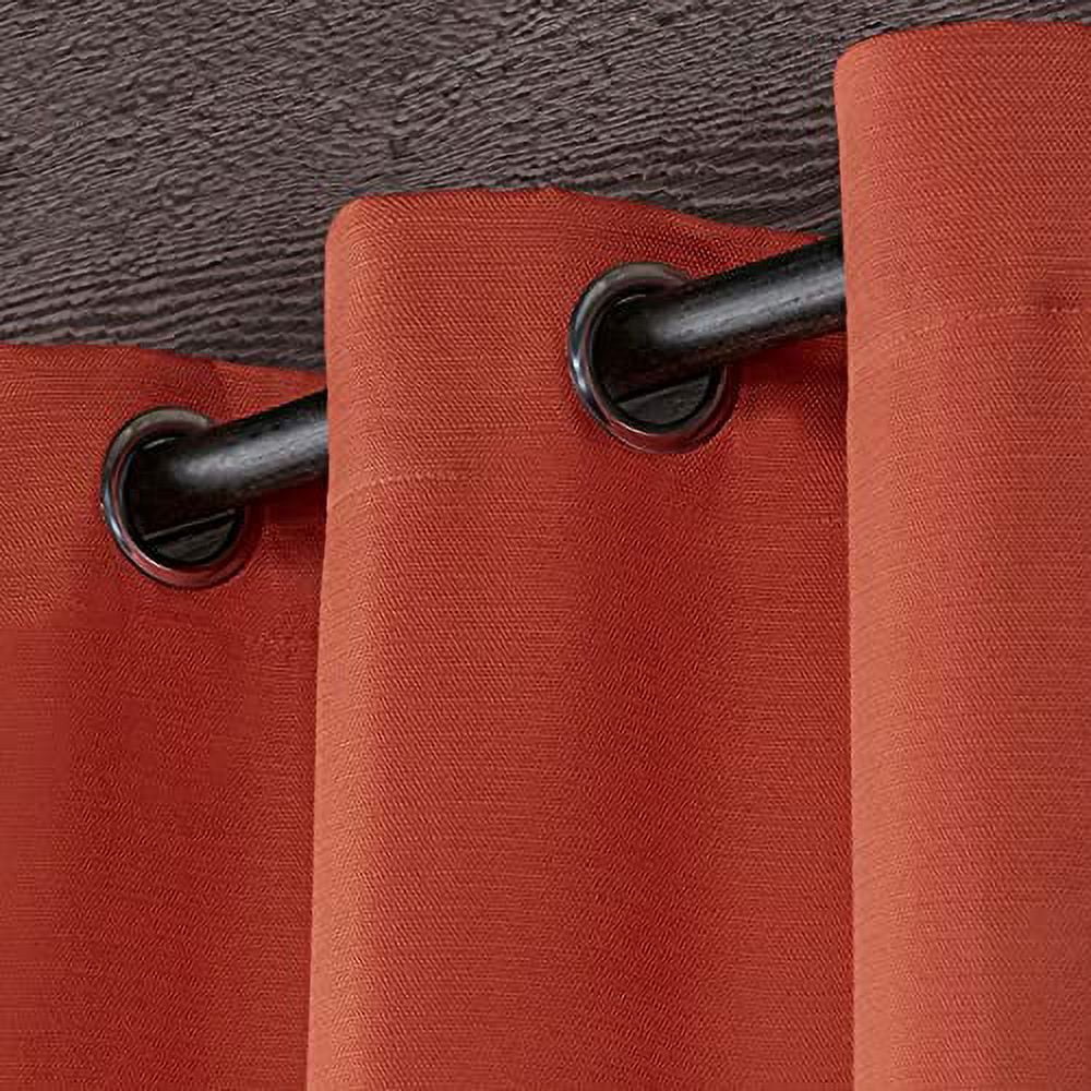 Exclusive Home Curtains Delano Heavyweight Textured Indoor/Outdoor Grommet Top Curtain Panel Pair, 54x120, Mecca Orange