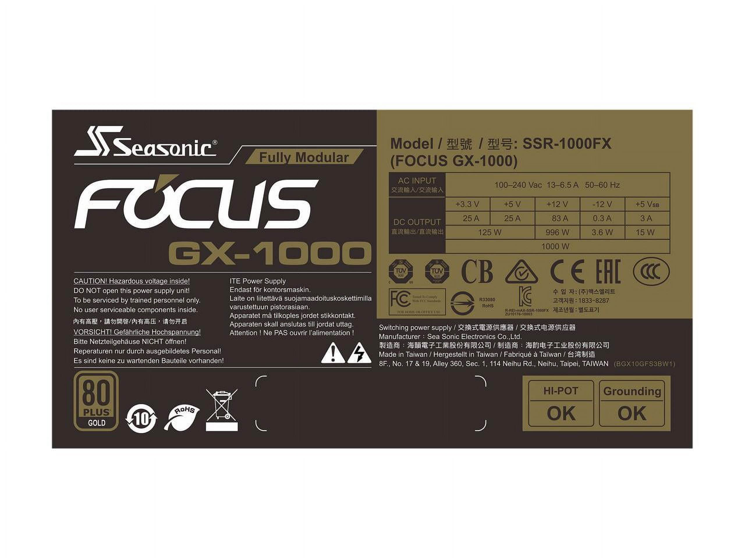 Seasonic FOCUS GX-1000 - Coolblue - Before 23:59, delivered tomorrow