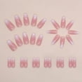 thumbnail image 4 of BESTSKY Coffin Press on Nails Medium Long Girls Fake Nails with Ombre&Glitter Nail Press Ons Design,Acrylic Artificial False Nails Stick on Nails for Women, 4 of 16