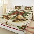 thumbnail image 3 of Manfei Vintage Gold Bell Full Size Sheets, Western Christmas Festival Bed Sheets, Teens Kids Child Sheet Sets, Lightweight Room Decor, 4-Piece, 3 of 7