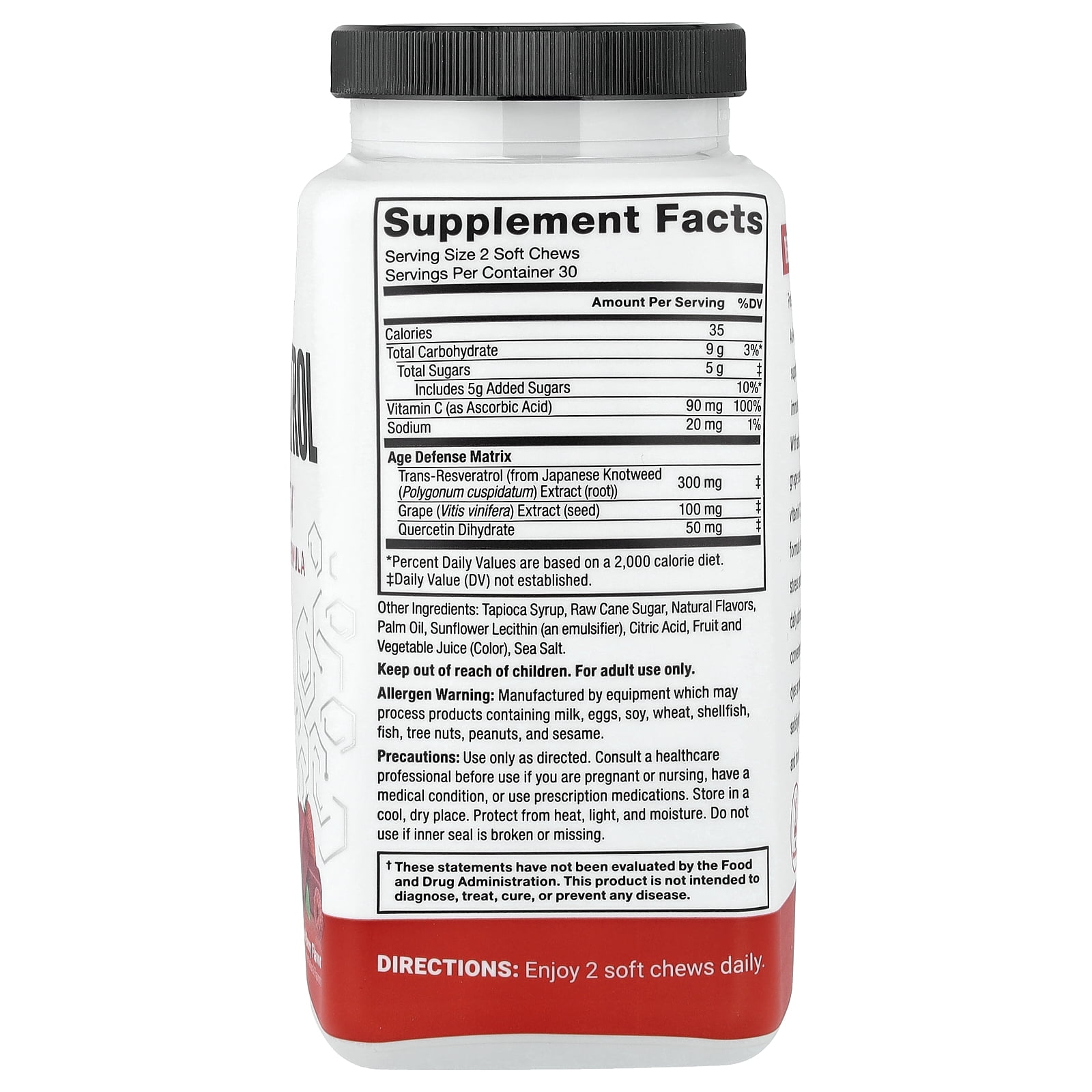 Force Factor Resveratrol, Longevity & Anti-Aging Formula, Mixed Berry, 60 Soft Chews