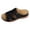 Black, variant on Orthopedic Sandals for Women Splice Leather Open Toe Slip on Slides Adjustable Low Wedge Walking Shoes Black Size 6