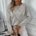 thumbnail image 6 of ZUKMRJPC Womens Crewneck Sweater Long Sleeve Crochet Hollow Out Trendy Sequin Knit Sweaters Fall Lightweight Loose Casual Pullover Tops, 6 of 9
