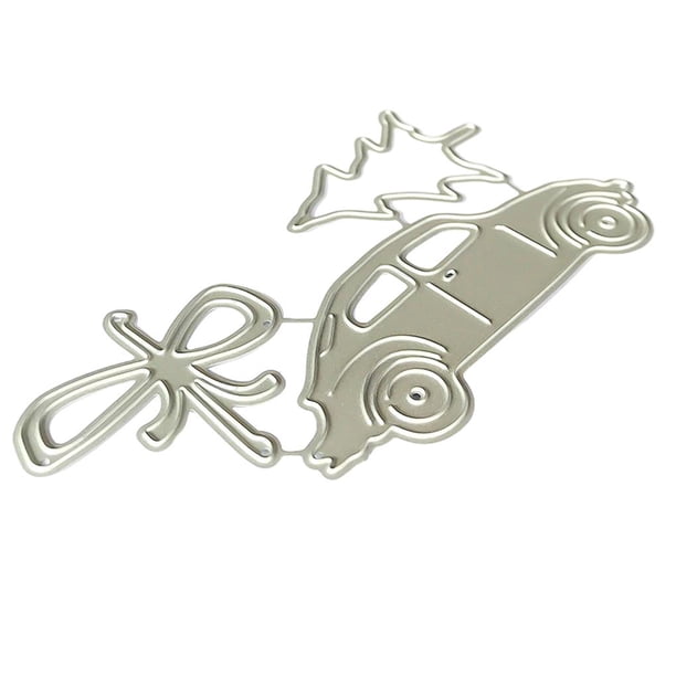 Bewildely Troquel de corte de coche y árbol, molde de corte DIY de acero al carbono, molde de plantilla preciso para hacer tarjetas de coche y árbol para Artesanía Bewildely HA018549-00