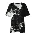 thumbnail image 5 of Sexlip Womens Short Sleeve V Neck Blouse Abstract Print Design Soft Fabric Relaxed Silhouette for Casual Outings Black XL, 5 of 6
