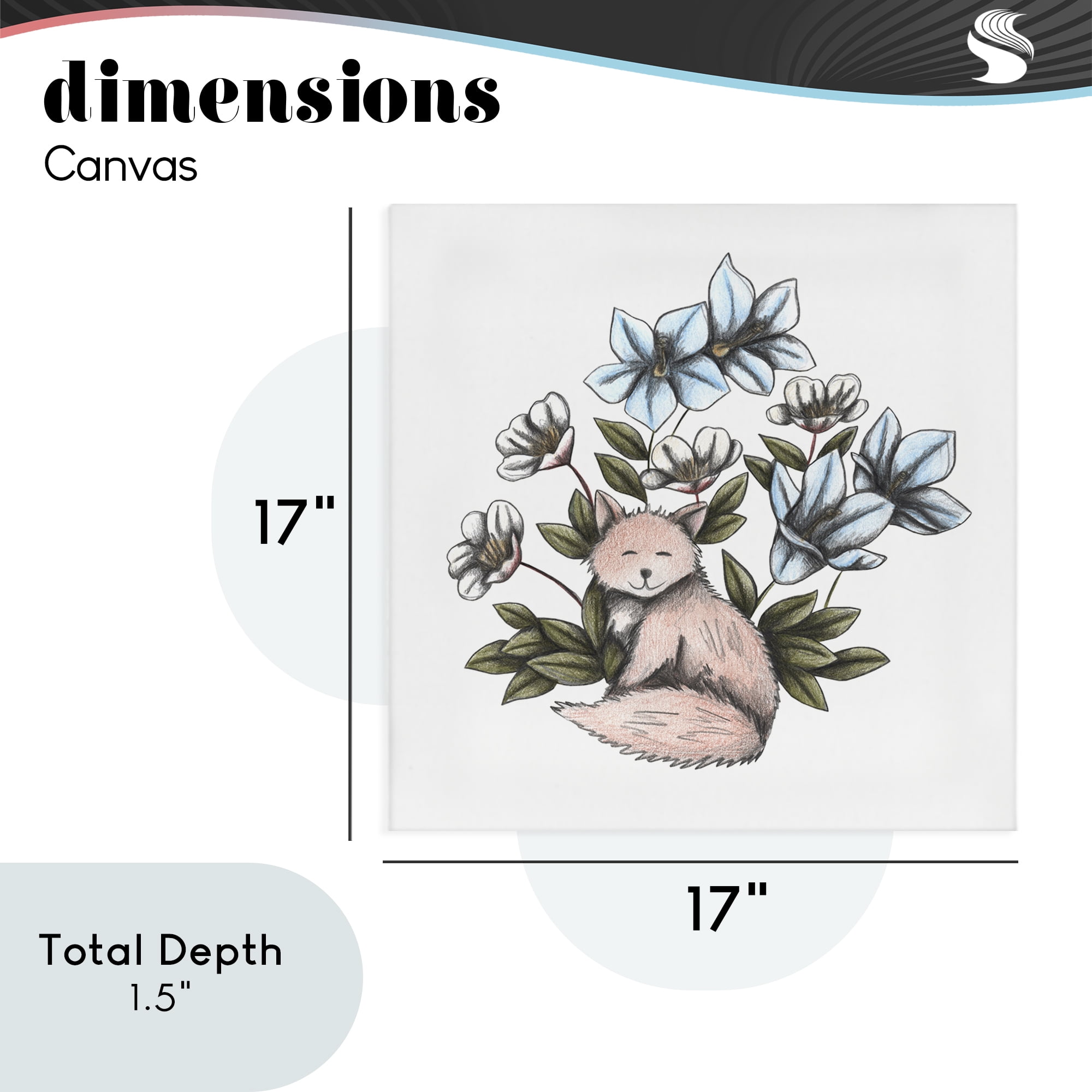 Gentle Fox with Flowers Canvas Wall Art, design by Cecilia Battaini