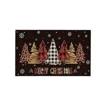 Christmas Doormat Merry Christmas Decorative Doormat Washable Non Slip Floor Rugs Black and Red Buffalo Plaid Floor Mat for Front Porch Door Bathroom, 15.74x23.62in
