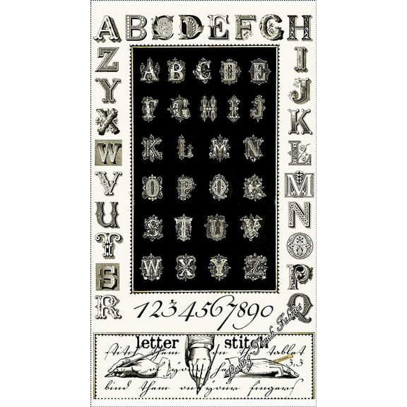 Letter Stitch Alphabet 44" X 24" Cotton Panel