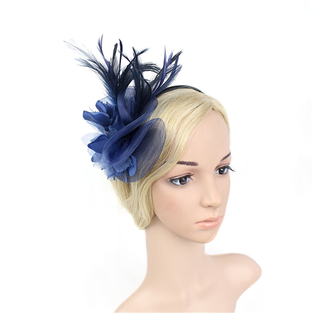 Feather Fascinators Womens Flower Derby Hat for Ball Wedding Headband