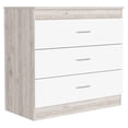 thumbnail image 3 of Knubmt Wood Storage Cabinet with Handle, 3 Drawers Dresser for Living Room, Office, Light Gray + White, 3 of 7