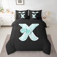 thumbnail image 2 of Manfei Cartoon Monogrammed X Twin Bedding Sets 7-Piece, Kawaii Ribbon Bow-tie Bedding Comforter Set, Teen Boy Girl Kid Reversible Sheet Sets, Microfiber Bedroom Decor, 2 of 7