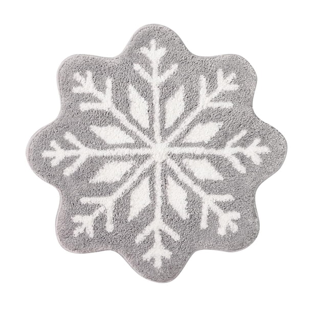 Puntoco Alfombra de copos de nieve de invierno, alfombra de copos de nieve navideños, alfombra de puerta de bienvenida antideslizante y lavable, linda alfombra de invierno para entrada interior y