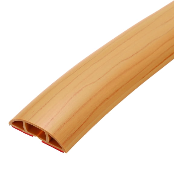 20ft Floor Cord Cover, Self Adhesive Cord Hider 0.5" W x 0.3" H for Cable Management Cable Protector, Light Brown Wood