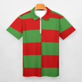 thumbnail image 3 of Red And Green Pattern Men Zipper T-shirt Summer Casual Short Sleeve T-shirt Top, 3 of 7