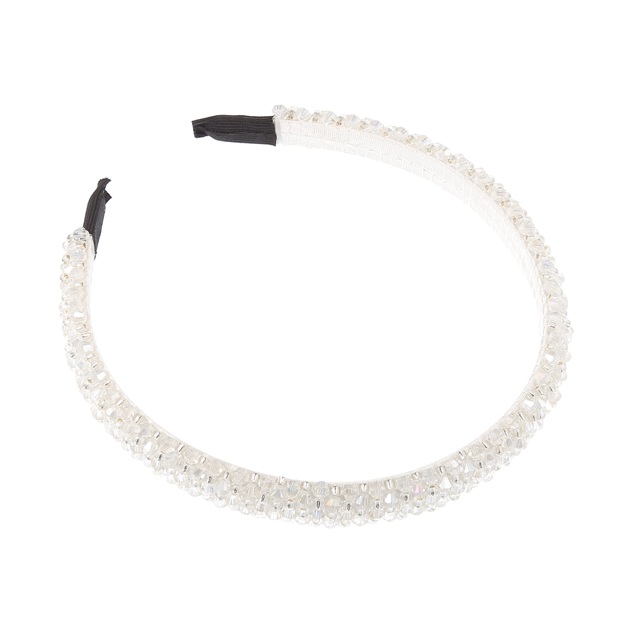Unique Bargains Faux Crystal Headband 0.59 Inch Wide White
