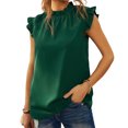 thumbnail image 4 of Blusa de verano elegante con ribete de volantes y manga casquillo con volantes para mujer Verde S, 4 of 6