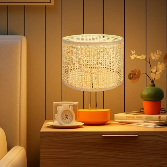 E27 Rattan Lamp Protective Cover Rattan Table Lamp Shade Retro Rattan Lamp Shade Decor for Table Lamps Floor Light