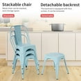 thumbnail image 2 of YRLLENSDAN 18" Seat Height Metal Chairs Set of 4，Dining Chairs Indoor/Outdoor Tolix Restaurant Chair Kitchen Chair 18” Seat Height Stackable Trattoria Metal Bar Chairs (Blue), 2 of 7