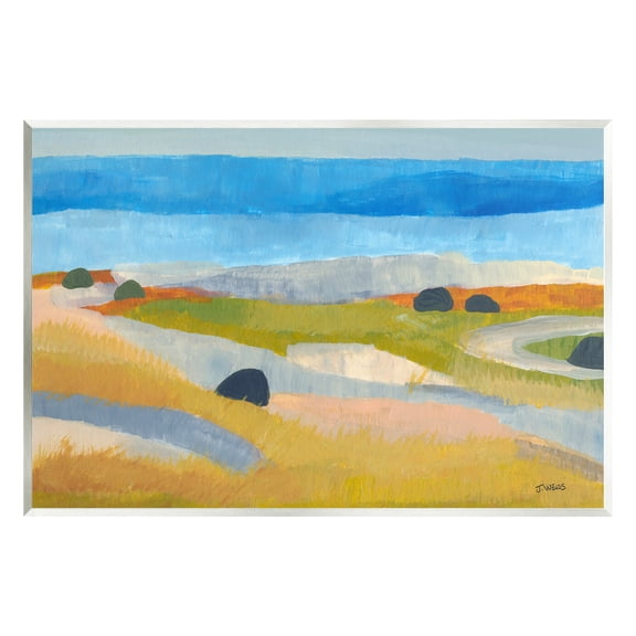 Stupell Industries Abstract Grassland & Beach Landscape Painting Unframed Art Print Wall Art, 15 x 10