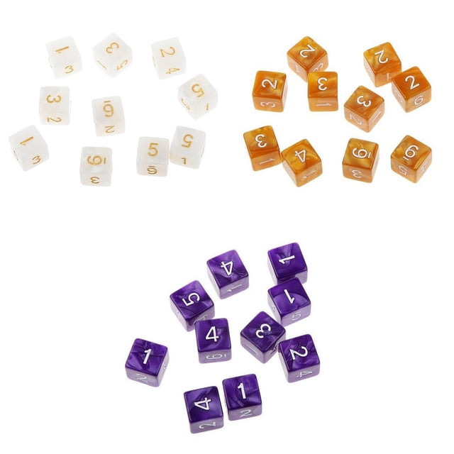 Paquete de 30 dados acrílicos D6, dados de juego de 6 caras para accesorios de juego de Blanco Zulema Dados poliédricos
