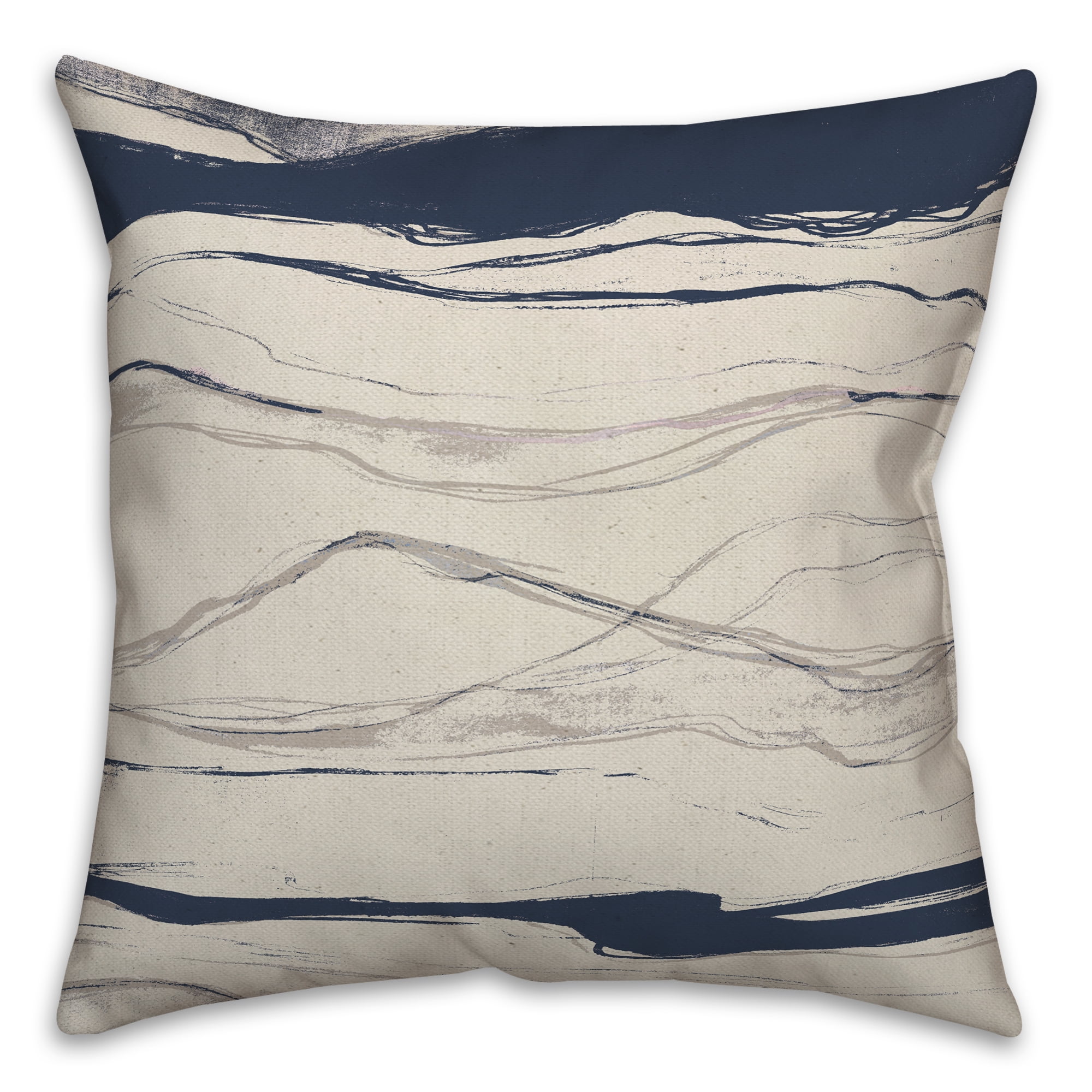 Creative Products Navy Gray Flowing Lines 18x18 Indoor / Outdoor Pillow