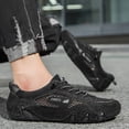 thumbnail image 4 of Pandaie Women's Men's Leather Mesh Trail Shoes for Hiking Walking Lightweight Breathable Barefoot Summer Sports Retro Sneakers Black,6.5, 4 of 7