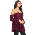 thumbnail image 3 of Haut à Épaules Dénudées pour Femmes, Blouse Boho Paysanne, 3 of 5