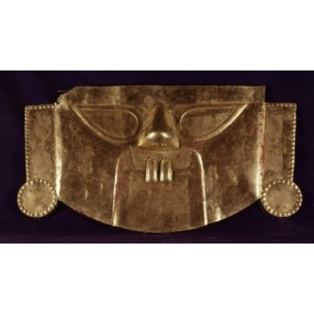 Pre Columbian Peru - Gold Mask 14th C Chimu Culture Peru Pre-Columbian Canvas Art - (18 x 24)
