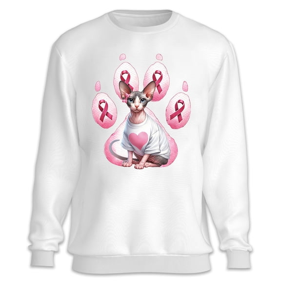 Faith Love Hope Sphynx Breast Cancer Awareness Survivor Sweatshirt Unisex Merch Cat Lover Kitten Owner Gifts Idea - 02017