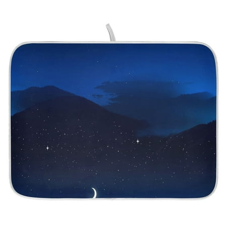 

Starry Night Scenery Dish Drying Mat for Kitchen Quick Drying Absorbent Soft Durable 18 x 24