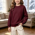 thumbnail image 5 of BLVB Boys Girls Knit Sweater Long Sleeve Crewneck Solid Color Soft Loose Pullover for Teen Kids Cozy Casual Fall Winter Jumper Top(Wine,9-10 Years), 5 of 7