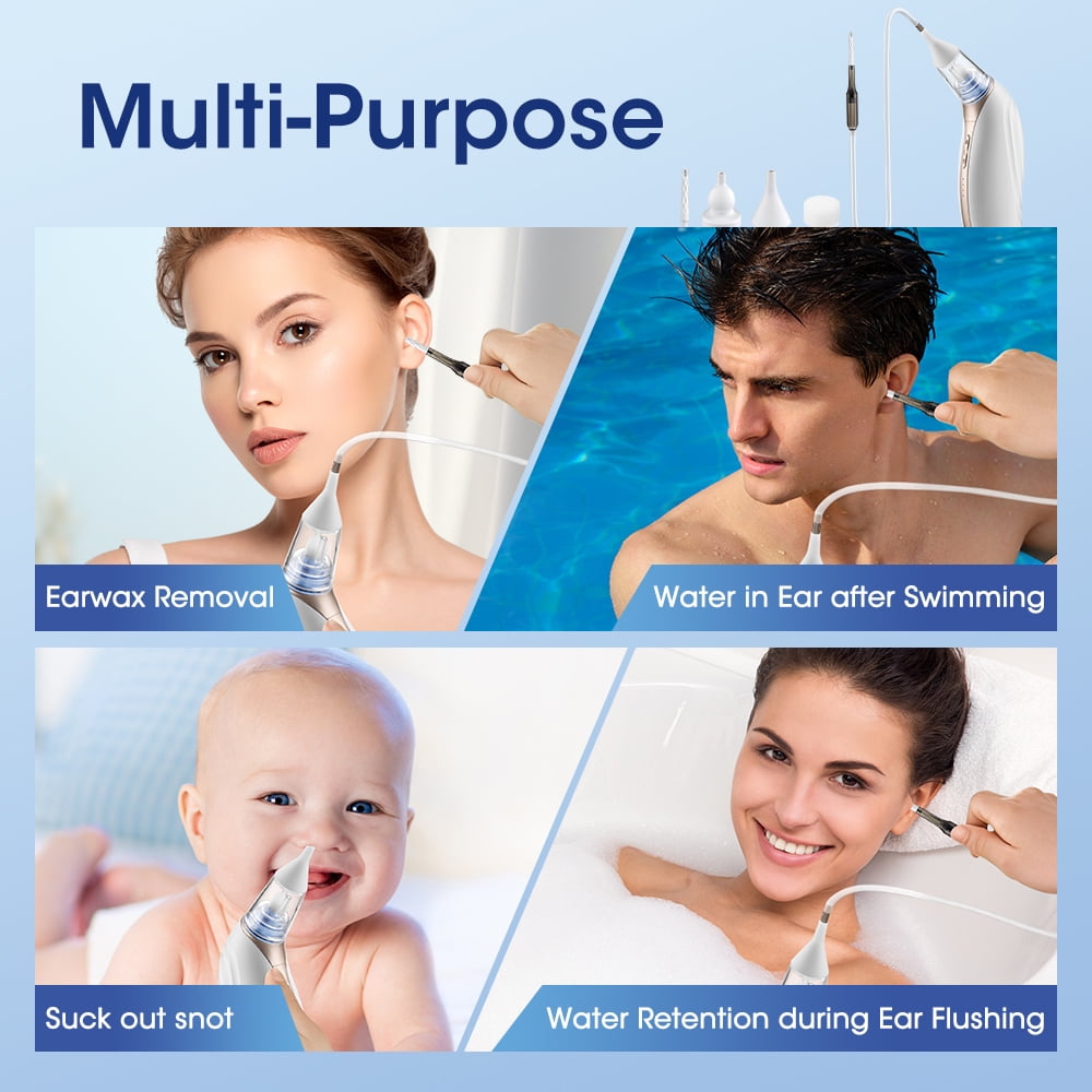 Ear Vacuum Wax Remover, Electric Ear Cleaner Silicone Ear Wax Remover Tool, USB Rechargeable Reusable Electric Ear Suction Vacuum Tool for Adults and Kids