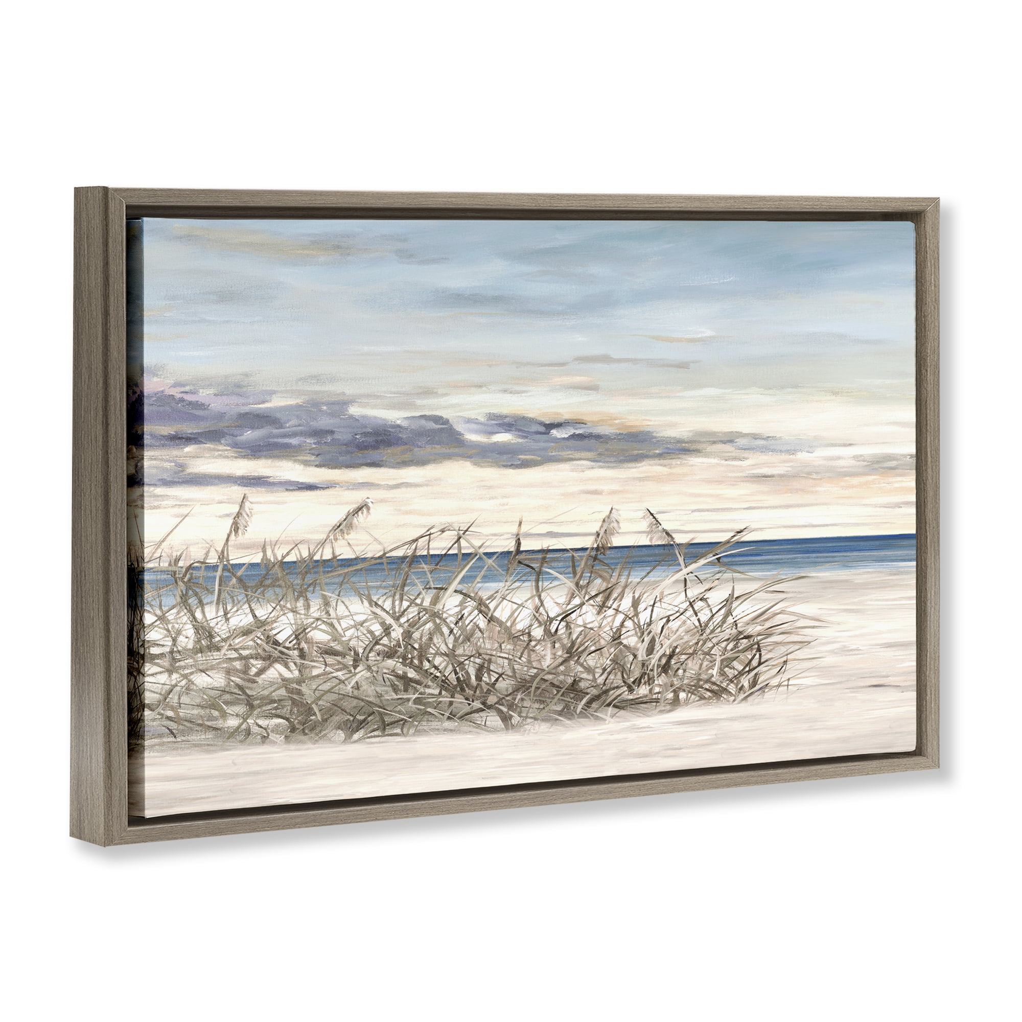 Stupell Industries Windy Beaches Landscape Brown Framed Floater Canvas Wall Art, design by Julie DeRice