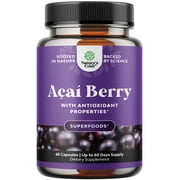 Natures Craft Acai Berry Antioxidant Support Weight Loss Supplement for Women and Men - Vitamins Minerals Antioxidant Formula Supports Immune System and Boost Energy Cognitive Health 60 Capsules