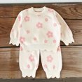 thumbnail image 2 of NOLDARES Baby Toddler Infant Girl Outfits Set for Winter Long Sleeve Sweatshirt + Elastic Waist Pants 2 Piece Clothes(Pink,1-2 Y), 2 of 9