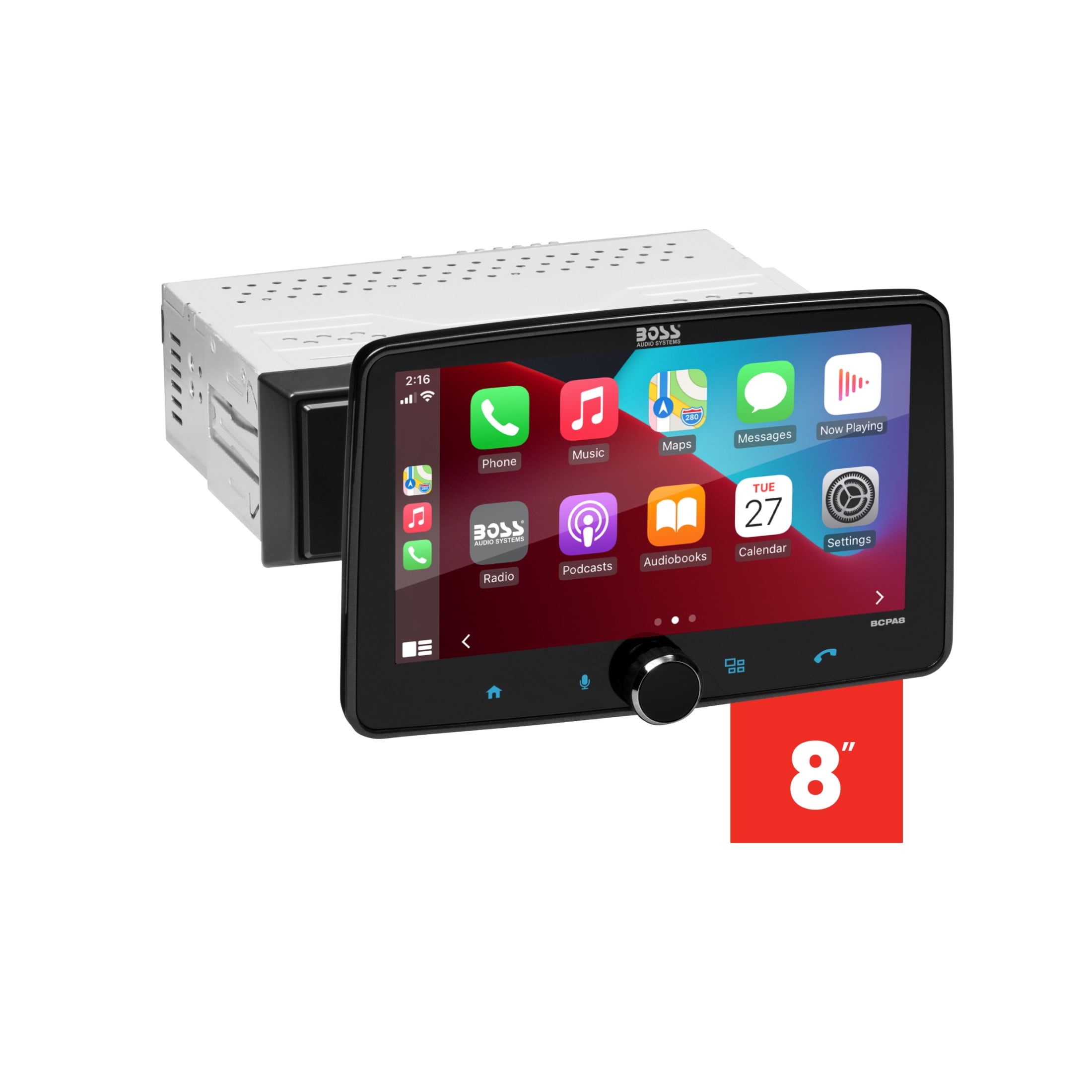 BOSS Audio Systems BCPA8 Single Din Car Stereo Apple CarPlay & Android Auto, 8" Touchscreen