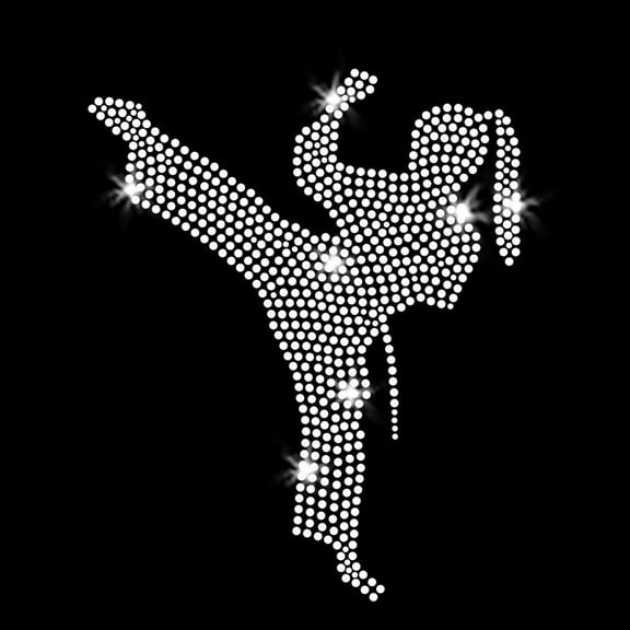 Martial Arts Girl Iron-on Clear Rhinestone Transfer by JCS Rhinestones