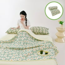 Qocolhg Summer Quilt Bedding Modern Cool Feeling Air Conditioner Quilt for Kids, Cotton Breathable Comforter Print Floral Quilts Bedspread, Cooling Blankets for Hot Sleepers, 39x59 inch, Green